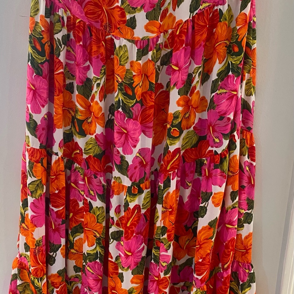 Show Me Your MuMU Floral Maxi Dress with Tie Neck- Size XL Length 44”